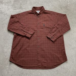 Columbia Mens Plaid Button Down Shirt 2XL Rust Brown Long Sleeve Cotton Casual